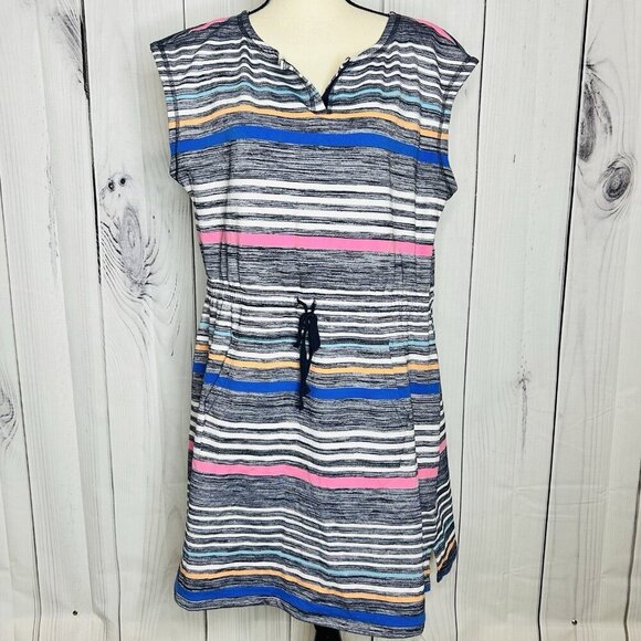 T by Talbots Women's Dress Striped Drawstring T-Shirt Sleeveless Sz Petite XL - Picture 1 of 10